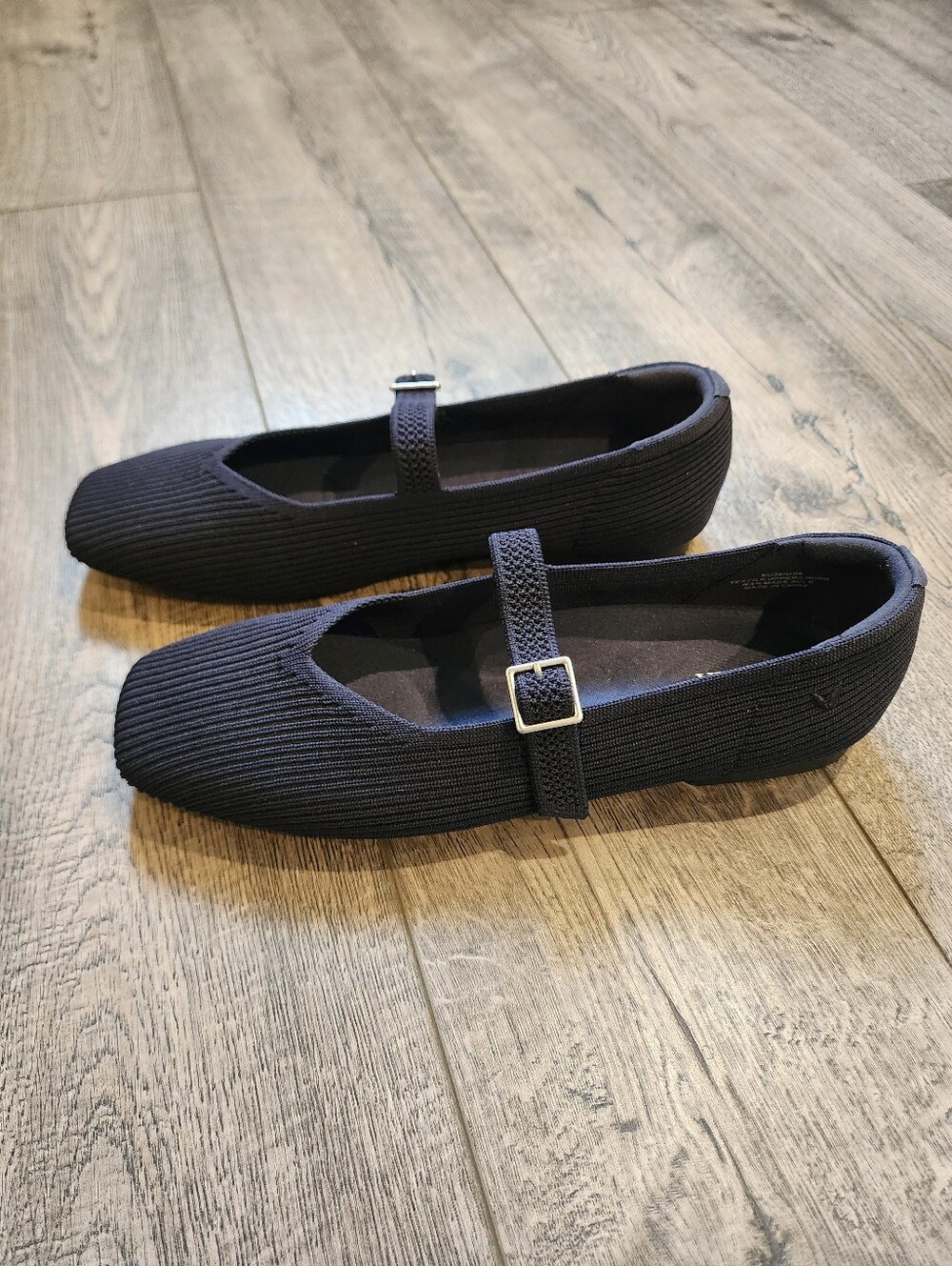 Vivaia Margot Mary Jane Square Toe Knit Ballet Flat Navy Blue Size 39 Comfort